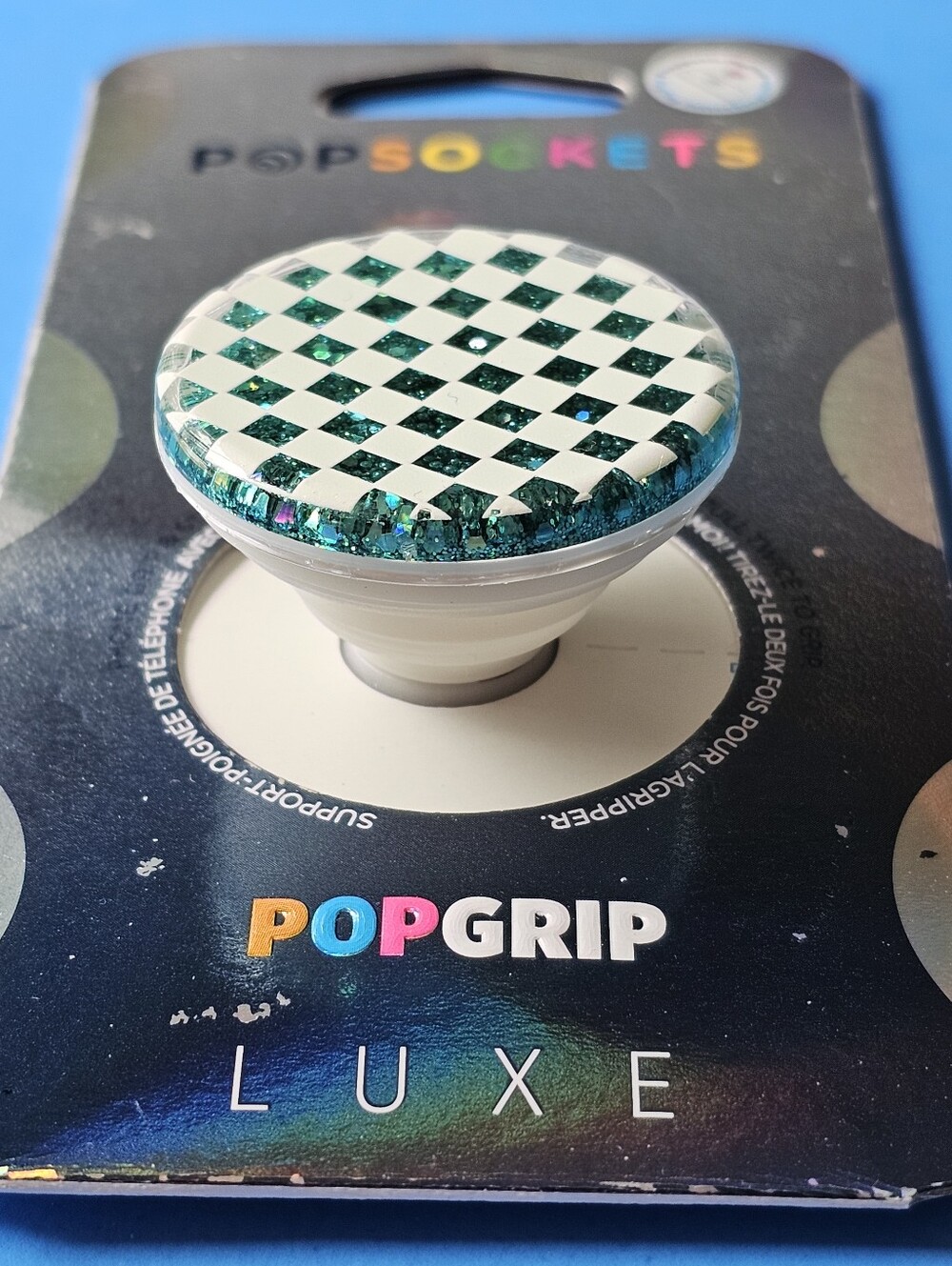 Popsocket - Tidepool Checker White (LIQUID GLITTER)